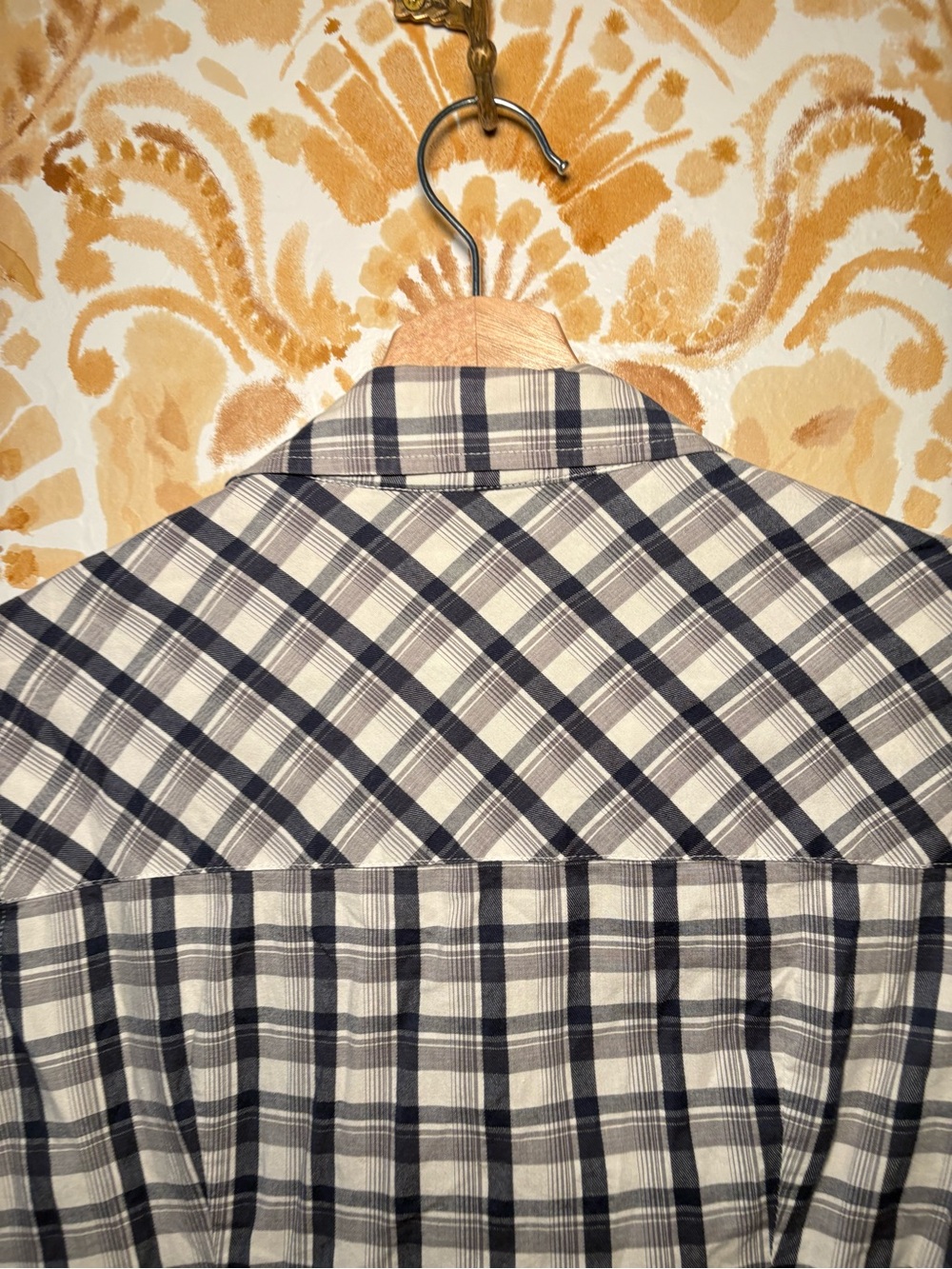 Guess Navy Plaid Fitted Button Down Shirt Y2K Western Women’s Americana - Picture 8 of 12